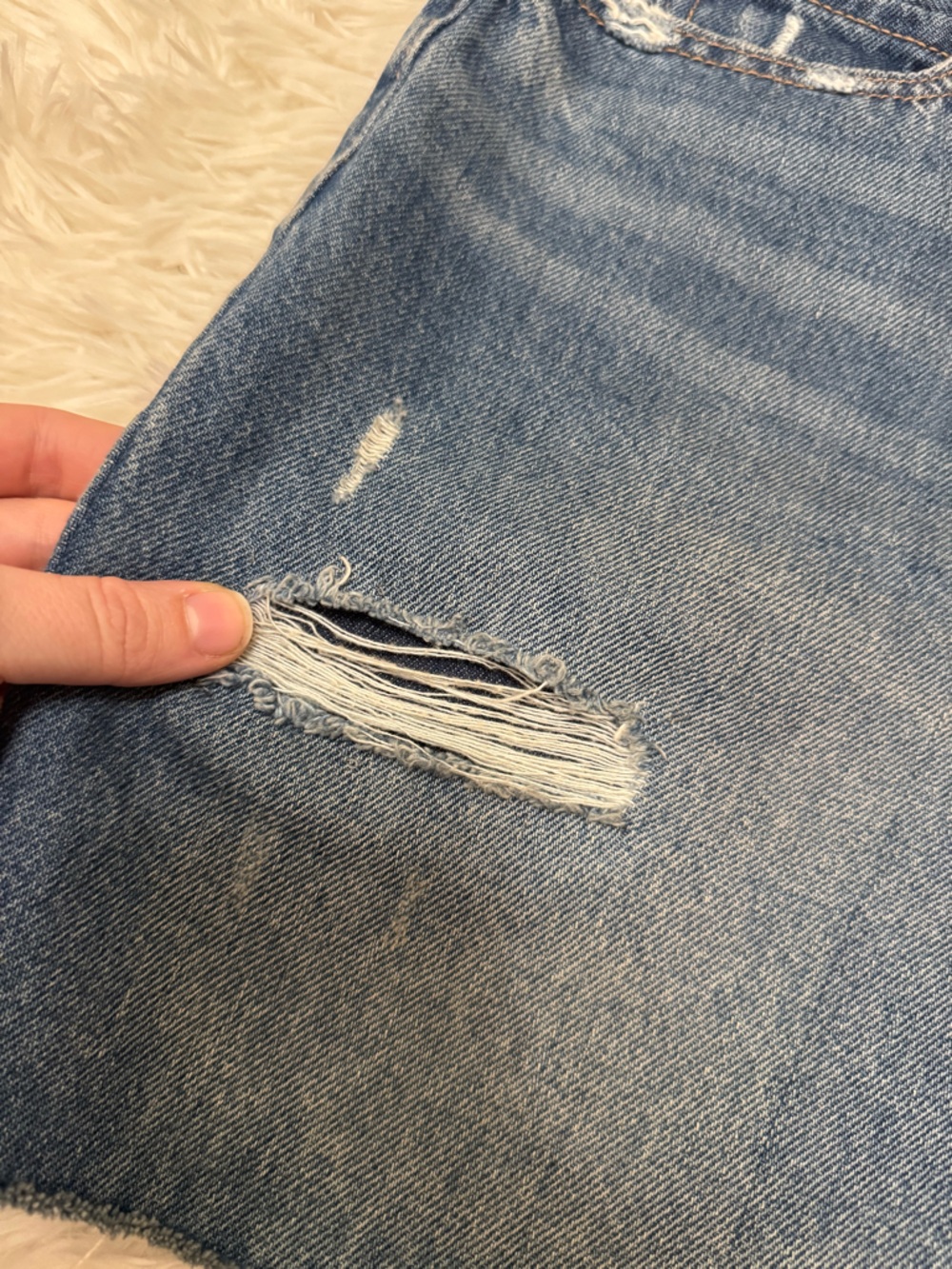 Old Navy Dark Blue Distressed Jean Shorts - Picture 2 of 6